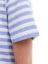 Pieces boxy t-shirt in bold blue and white stripe