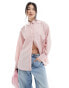 ASOS DESIGN oversized shirt in pink stripe