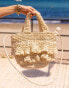 South Beach x Misha Grimes ruffle crochet bucket bag with crossbody strap in natural