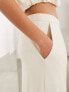 ASOS EDITION premium textured jersey wide leg trouser with asymmetric waistband in cream