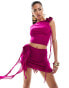 Murci exclusive one shoulder ruffle corsage detail top co-ord in fuchsia