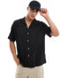 ASOS DESIGN relaxed revere basket texture shirt in black