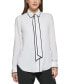 Petite Piped-Trim Button-Up Blouse, Created for Macy's