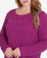 Plus Size Lets Rendez-Blue Solid Long Sleeve Sweater