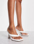 ASOS DESIGN Halle padded toe thong heeled sandals in white