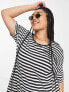 Noisy May Curve midi t-shirt dress in black and white stripe