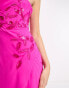 Hope & Ivy cowl neck embellished maxi dress in bright pink