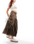 COLLUSION festival double layer wrap midi skirt with embroidery detail