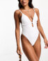 River Island plunge frill swimsuit in white