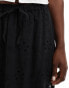 Miss Selfridge broderie lace insert tiered prairie maxi skirt in black