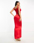 Aria Cove maxi bodycon fishtail skirt co-ord in red