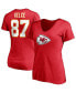 Women's Travis Kelce Red Kansas City Chiefs Player Icon Name and Number V-Neck T-shirt