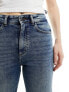 Noisy May Moni high waisted straight jeans in mid wash blue