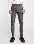 ASOS DESIGN wedding skinny wool mix suit trousers in charcoal herringbone