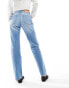 Stradivarius low waist straight leg jean in light wash blue