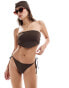 Threadbare bandeau handkerchief bikini set with tie side bottoms and matching headscarf in chocolate brown