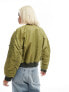 ONLY cropped high shine bomber jacket in khaki