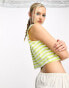 JJXX cropped top t-shirt in lime and white stripe