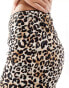 Bershka contrast trim maxi skirt in leopard print