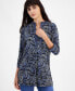 Women's Printed Band-Collar Tunic Top