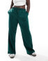 Noisy May Curve wide leg jogger in dark green