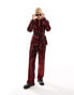 ASOS DESIGN skinny suit jacket in sequin diamond velvet in burgundy