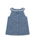 Toddler Girls Organic Sleeveless Ruffle Collar Chambray Button Back Top