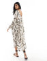 Isla & Bird tie dye long sleeve maxi beach dress in cream