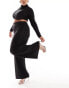 ONLY Curve wide leg trousers in black glitter