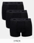 Pull&Bear 3 pack contrast grey waistband boxers in black