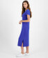 Women's Twist-Front Ribbed Knit Midi Dress