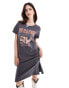 Noisy May midi t-shirt dress with wild print in grey