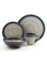 Couture Bands 16-piece Dinnerware Set Blue, Service for 4