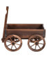 Wood Wagon Flower Planter Pot Stand W/Wheels