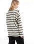 Monki oversize long sleeve t-shirt in off-white with black stripes