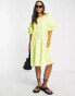 YAS ruched puff sleeve mini dress in yellow - YELLOW