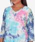 Women's In Full Bloom Torn Jacquard Tie Dye Top