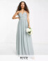 TFNC Petite Bridesmaid bandeau maxi dress in sage green