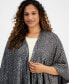 Plus Size Sequined Knit Open-Front Cape, Created for Macy's