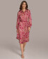 Donna Karan Women's Printed Button-Front Belted Dress