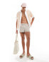 ASOS DESIGN swim shorts in super short length in beige