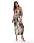 ASOS DESIGN co-ord slinky maxi skirt in earthy marble print