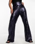 Collective the Label Plus exclusive sequin wide leg trousers in midnight blue