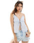 Stradivarius STR rustic top in light blue