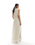 Vila Bridesmaid wrap waist detail maxi dress with pleat front in stone