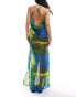 Style Cheat cowl neck maxi beach dress in marble print