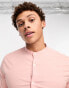 ASOS DESIGN skinny shirt with grandad collar in pink