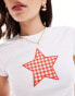 ASOS DESIGN baby tee with gingham star applique in white