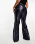 Collective the Label Plus exclusive sequin wide leg trousers in midnight blue