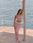 4th & Reckless x Luana Barron lior knit stripe beach crop top co-ord in cherry red